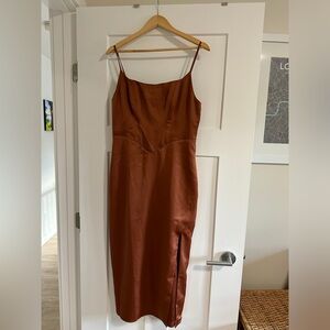 NWT Corset Satin Dress, Copper, Large